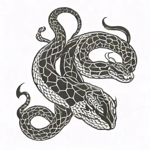 Minimalistic design of a snake and scorpion intertwined tattoo design idea