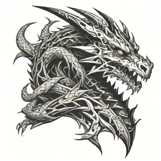 cyberpunk dragon tattoo design idea