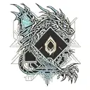 cyberpunk dragon tattoo design idea