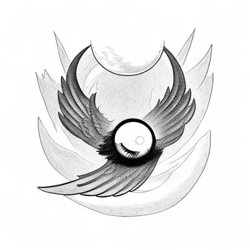 old school style tattoo in black of a flying raven with an eyeball in one claw tattoo design idea