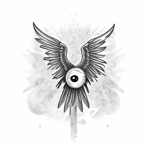 old school style tattoo in black of a flying raven with an eyeball in one claw tattoo design idea