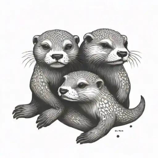 otters holding hands tattoo design idea