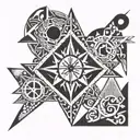square and compass carpenter companions, Brittany, family tattoo design idea