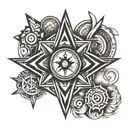square and compass carpenter companions, Brittany, family tattoo design idea