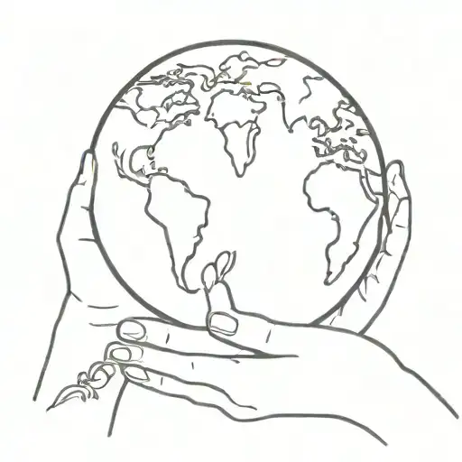 hands holding earth   tattoo design idea