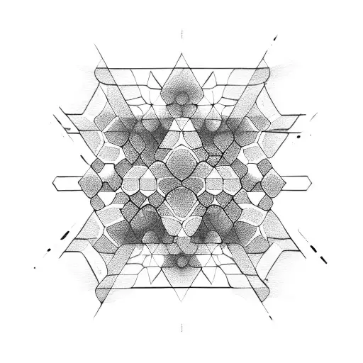 dotwork, honeycomb, geometric, op art, optical illusion tattoo design idea