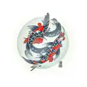 Japanese style with koi fish and a Crane tattoo design idea