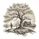 wanderer and cherry tree tattoo design idea