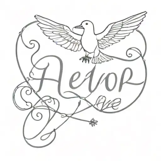 strength, infinite love, help, dove, dog tattoo design idea