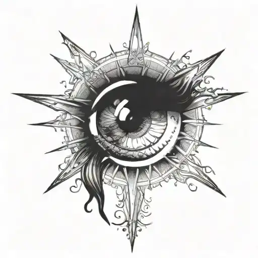 You know the sun, in the middle of which is a single eye tattoo design idea
