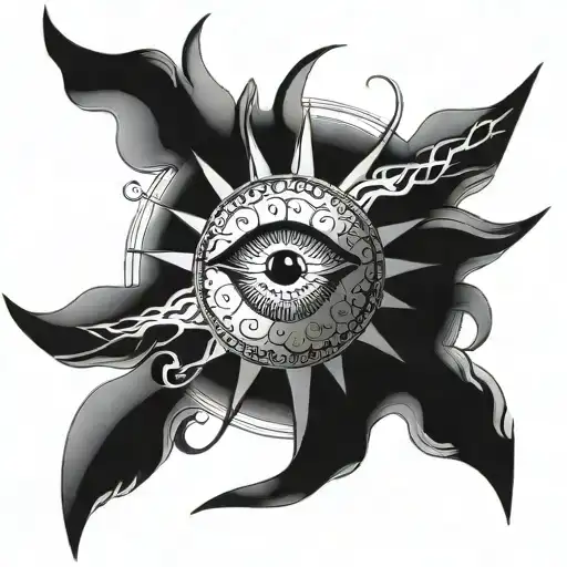 You know the sun, in the middle of which is a single eye tattoo design idea