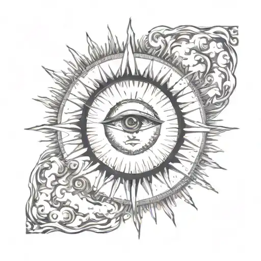 You know the sun, in the middle of which is a single eye tattoo design idea