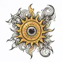 You know the sun, in the middle of which is a single eye tattoo design idea