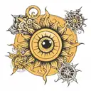 You know the sun, in the middle of which is a single eye tattoo design idea