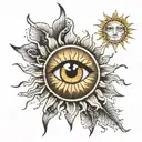 You know the sun, in the middle of which is a single eye tattoo design idea