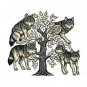 A family tree with wolves as branches symbolizing unity and protection tattoo design idea