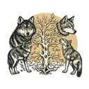 A family tree with wolves as branches symbolizing unity and protection tattoo design idea