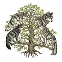 A family tree with wolves as branches symbolizing unity and protection tattoo design idea