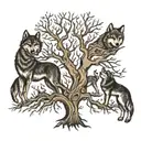 A family tree with wolves as branches symbolizing unity and protection tattoo design idea