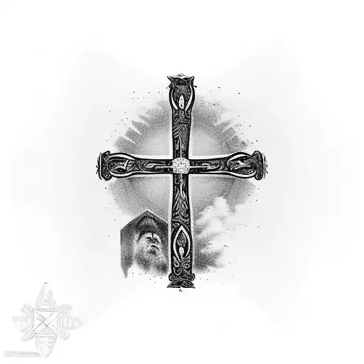 orthodox cross with a dark aesthetic  tattoo design idea