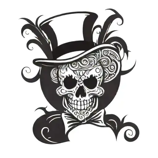 Mickey mouse Skull wearing a top hat tattoo design idea