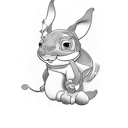 Disney Stitch and urn tattoo design idea