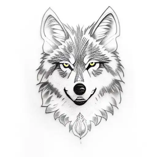 small black and white wolf tattoo design idea
