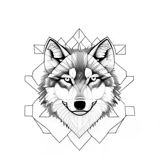 small black and white wolf tattoo design idea