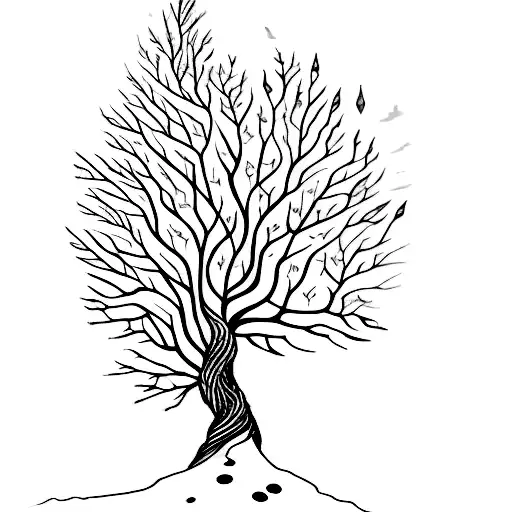 A tattoo of a book with a trail of footprints leading into a forest tattoo design idea