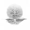 skeleton growing into tree tattoo design idea