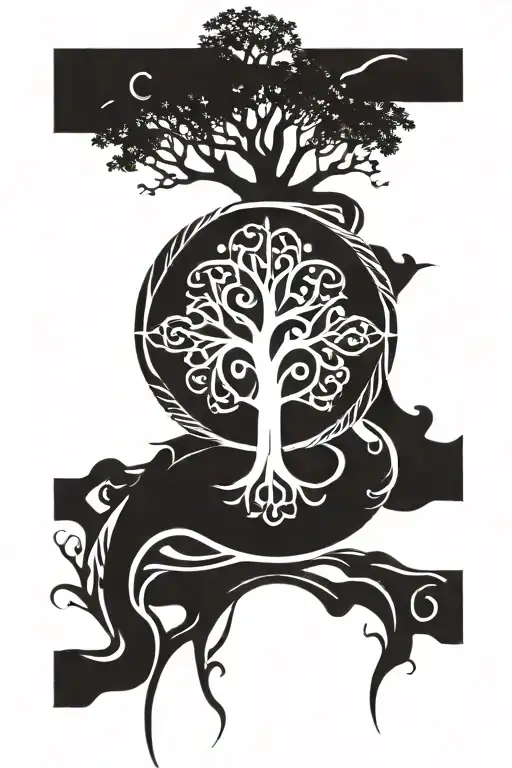 tree of life family tribal patterns celtic cross tattoo design idea