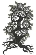 mechanical engineer Celtic cross tree of life intertwined tattoo design idea