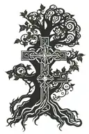 mechanical engineer Celtic cross tree of life intertwined tattoo design idea