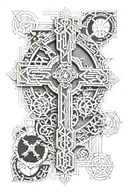 mechanical engineer Celtic cross made tattoo design idea