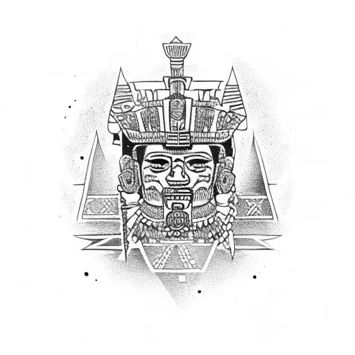 aztec castle mixed with sappers castle tattoo design idea