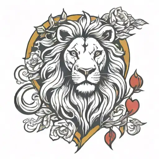 lion and heart tattoo design idea