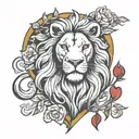 lion and heart tattoo design idea