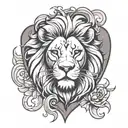 lion and heart tattoo design idea