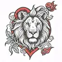 lion and heart tattoo design idea