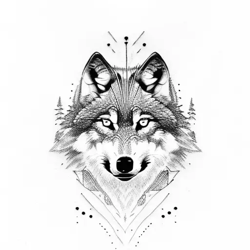 Wolf and a cross tattoo design idea