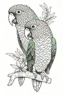 green cheek conure and pineapple green cheek conure cuddles  tattoo design idea