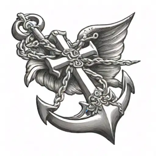 Christian Cross as an anchor with no chains tattoo design idea