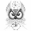 A majestic owl perched on a tree branch, with clockwork mechanisms integrated into its feathers tattoo design idea