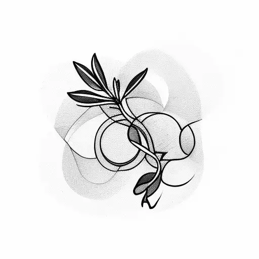 olive branch, abstract, fine line, 6 inches, simple, aesthetic  tattoo design idea