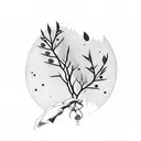 olive branch, abstract, fine line, 6 inches, simple, aesthetic  tattoo design idea