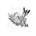 olive branch, abstract, fine line, 6 inches, simple, aesthetic  tattoo design idea