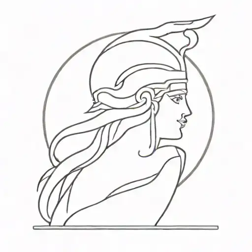 A minimalist tattoo of the Greek goddess Athena, representing wisdom and strategy tattoo design idea