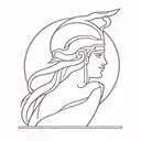 A minimalist tattoo of the Greek goddess Athena, representing wisdom and strategy tattoo design idea