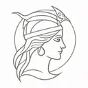 A minimalist tattoo of the Greek goddess Athena, representing wisdom and strategy tattoo design idea