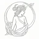 A minimalist tattoo of the Greek goddess Athena, representing wisdom and strategy tattoo design idea